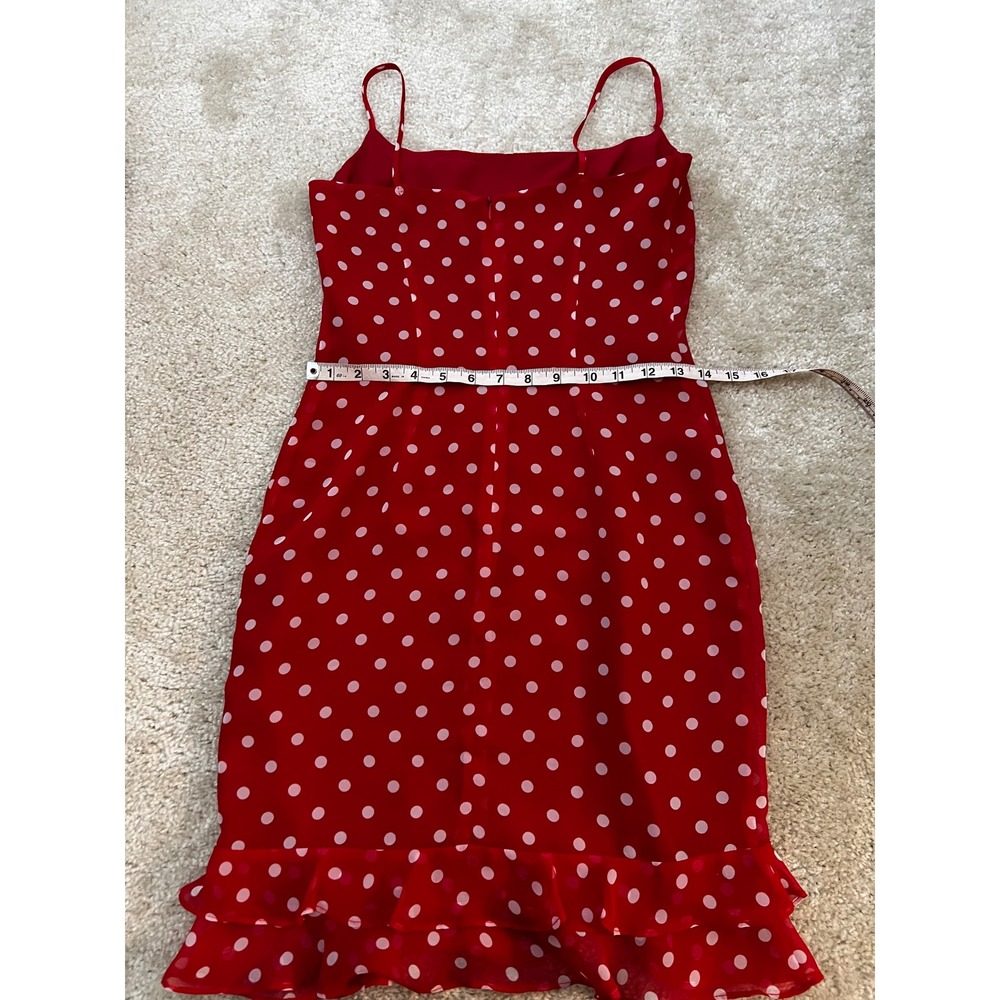 Laundry by Shelli Segal Polka Dot Silk Y2K Ruffle Romantic Slip Dress Size 2 - Picture 5 of 7